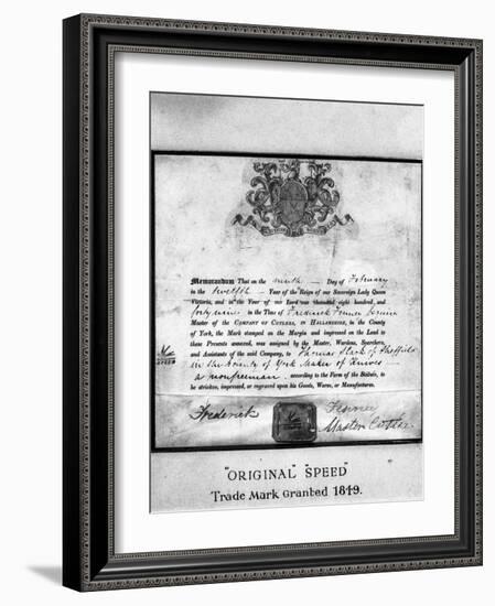 Trademark Certificate, 1849 (1963)-Michael Walters-Framed Photographic Print