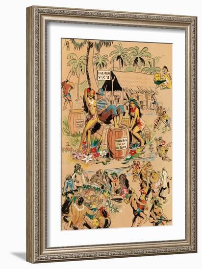 Trader Vics Tiki Bar Menu Cover, Vintage Advertising Poster, 1947-Kay-Framed Art Print