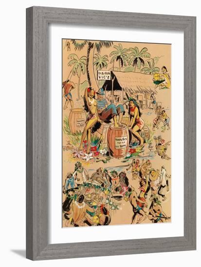 Trader Vics Tiki Bar Menu Cover, Vintage Advertising Poster, 1947-Kay-Framed Art Print