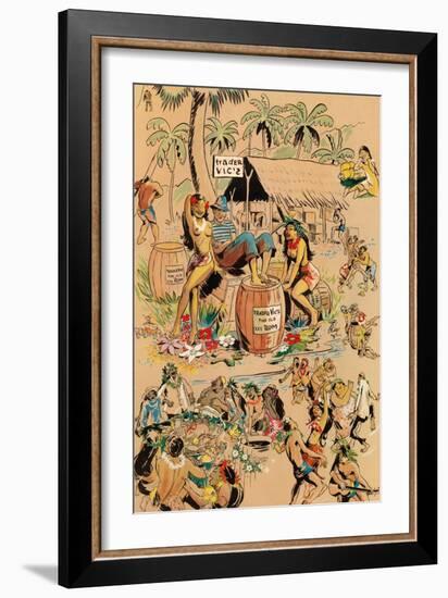 Trader Vics Tiki Bar Menu Cover, Vintage Advertising Poster, 1947-Kay-Framed Art Print