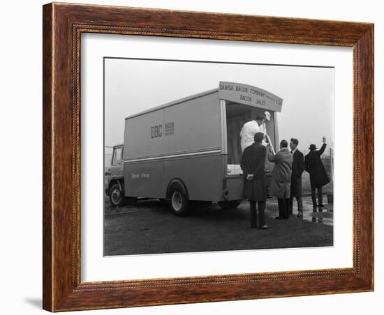 Traders Buying Bacon Direct from a Danish Bacon Wholesale Van, Kilnhurst, South Yorkshire, 1961-Michael Walters-Framed Photographic Print