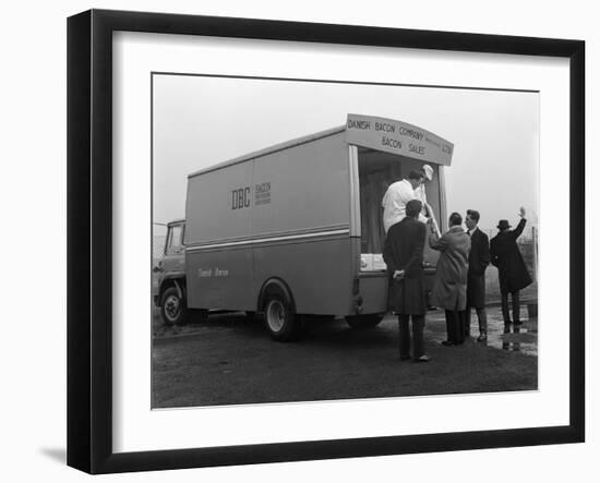 Traders Buying Bacon Direct from a Danish Bacon Wholesale Van, Kilnhurst, South Yorkshire, 1961-Michael Walters-Framed Photographic Print