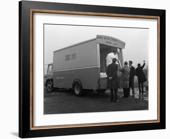 Traders Buying Bacon Direct from a Danish Bacon Wholesale Van, Kilnhurst, South Yorkshire, 1961-Michael Walters-Framed Photographic Print