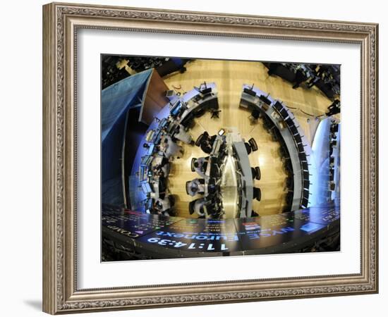 Traders Work in One of the New Trading Areas on the Floor of the New York Stock Exchange-null-Framed Photographic Print