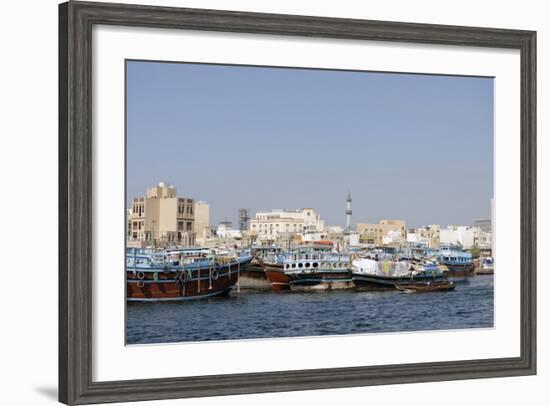 Trading Dhows on the Docks of Dubai Creek, Deira, Dubai, United Arab Emirates, Middle East-Bruno Barbier-Framed Photographic Print