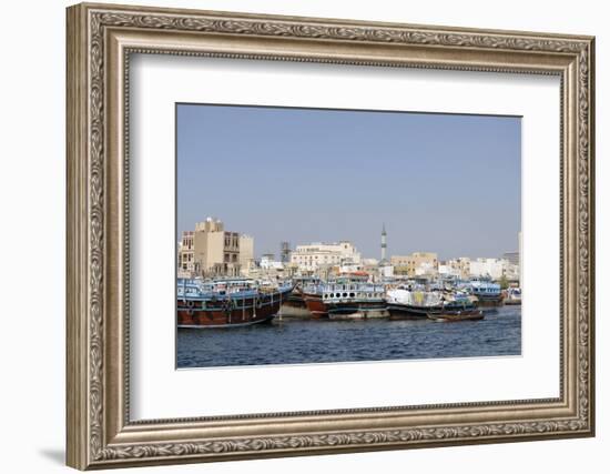 Trading Dhows on the Docks of Dubai Creek, Deira, Dubai, United Arab Emirates, Middle East-Bruno Barbier-Framed Photographic Print