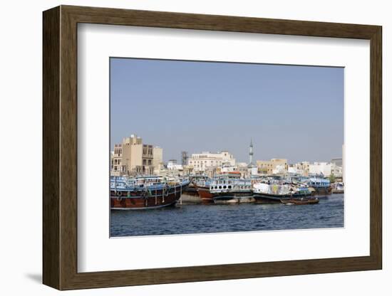 Trading Dhows on the Docks of Dubai Creek, Deira, Dubai, United Arab Emirates, Middle East-Bruno Barbier-Framed Photographic Print