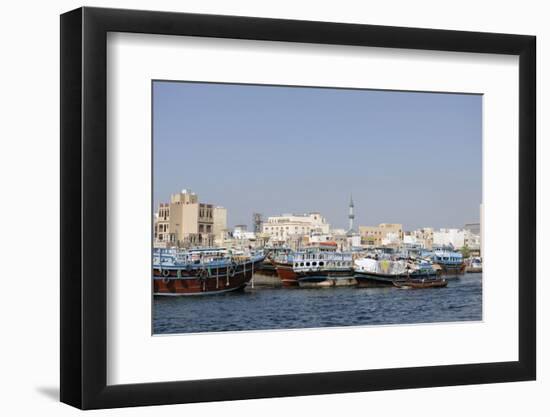 Trading Dhows on the Docks of Dubai Creek, Deira, Dubai, United Arab Emirates, Middle East-Bruno Barbier-Framed Photographic Print