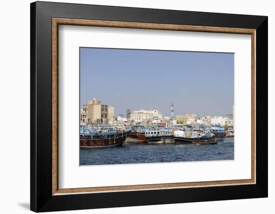 Trading Dhows on the Docks of Dubai Creek, Deira, Dubai, United Arab Emirates, Middle East-Bruno Barbier-Framed Photographic Print