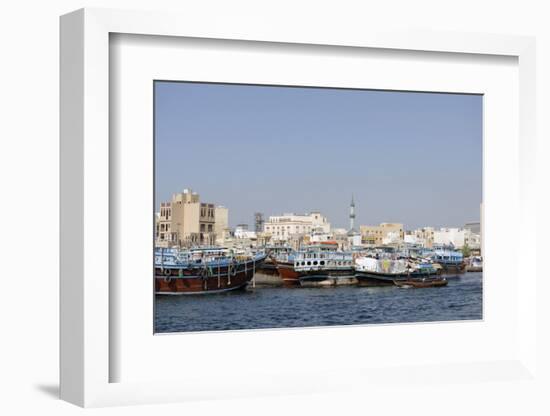 Trading Dhows on the Docks of Dubai Creek, Deira, Dubai, United Arab Emirates, Middle East-Bruno Barbier-Framed Photographic Print