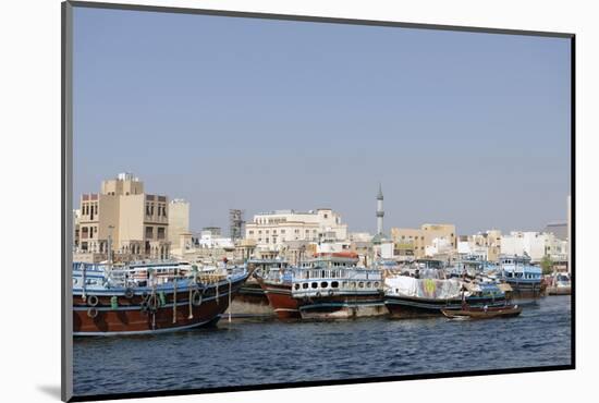 Trading Dhows on the Docks of Dubai Creek, Deira, Dubai, United Arab Emirates, Middle East-Bruno Barbier-Mounted Photographic Print