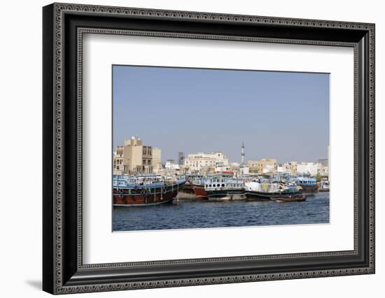 Trading Dhows on the Docks of Dubai Creek, Deira, Dubai, United Arab Emirates, Middle East-Bruno Barbier-Framed Photographic Print