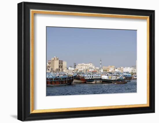 Trading Dhows on the Docks of Dubai Creek, Deira, Dubai, United Arab Emirates, Middle East-Bruno Barbier-Framed Photographic Print