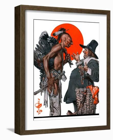 "Trading for a Turkey,"December 1, 1923-Joseph Christian Leyendecker-Framed Giclee Print