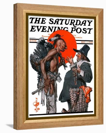 "Trading for a Turkey," Saturday Evening Post Cover, December 1, 1923-Joseph Christian Leyendecker-Framed Premier Image Canvas