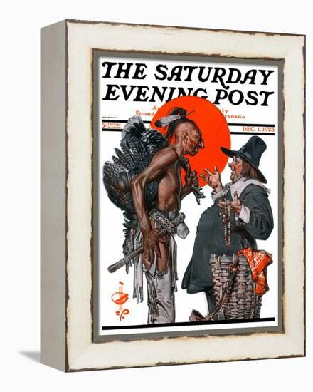"Trading for a Turkey," Saturday Evening Post Cover, December 1, 1923-Joseph Christian Leyendecker-Framed Premier Image Canvas