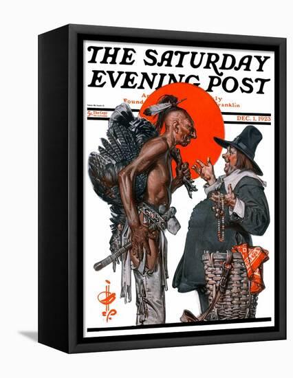 "Trading for a Turkey," Saturday Evening Post Cover, December 1, 1923-Joseph Christian Leyendecker-Framed Premier Image Canvas