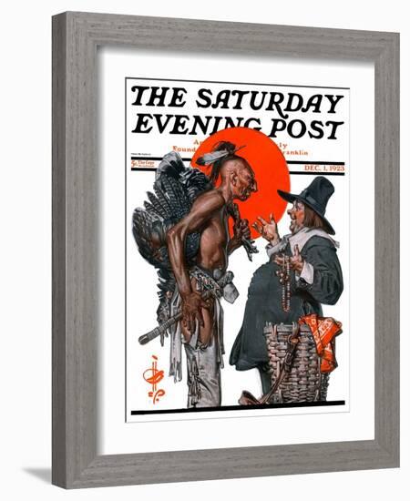 "Trading for a Turkey," Saturday Evening Post Cover, December 1, 1923-Joseph Christian Leyendecker-Framed Giclee Print