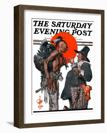 "Trading for a Turkey," Saturday Evening Post Cover, December 1, 1923-Joseph Christian Leyendecker-Framed Giclee Print