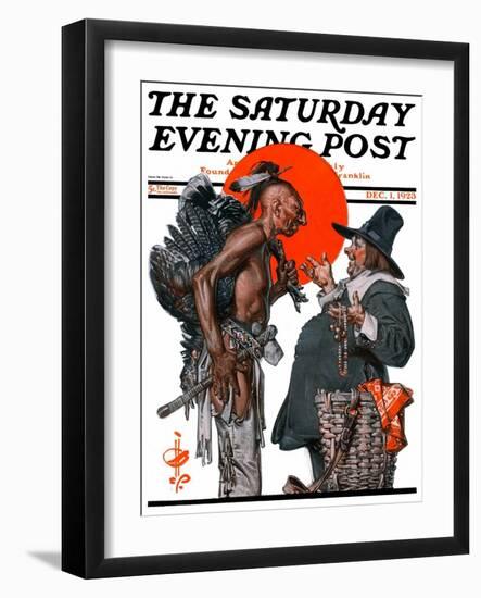 "Trading for a Turkey," Saturday Evening Post Cover, December 1, 1923-Joseph Christian Leyendecker-Framed Giclee Print