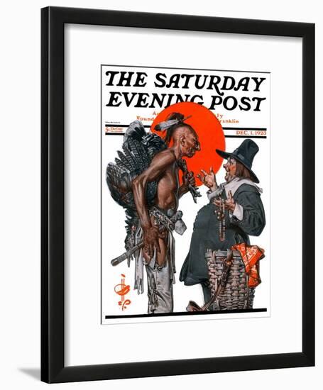 "Trading for a Turkey," Saturday Evening Post Cover, December 1, 1923-Joseph Christian Leyendecker-Framed Giclee Print