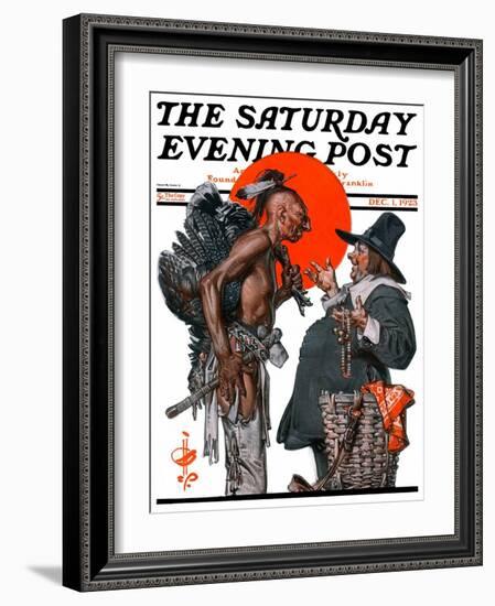 "Trading for a Turkey," Saturday Evening Post Cover, December 1, 1923-Joseph Christian Leyendecker-Framed Giclee Print