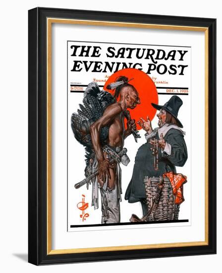 "Trading for a Turkey," Saturday Evening Post Cover, December 1, 1923-Joseph Christian Leyendecker-Framed Giclee Print