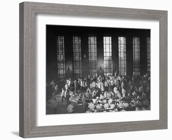 Trading in the "Grain Pit" at the Chicago Board of Trade-null-Framed Photographic Print