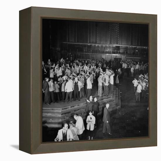 Trading in the "Grain Pit" at the Chicago Board of Trade-Wallace Kirkland-Framed Premier Image Canvas