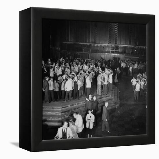 Trading in the "Grain Pit" at the Chicago Board of Trade-Wallace Kirkland-Framed Premier Image Canvas