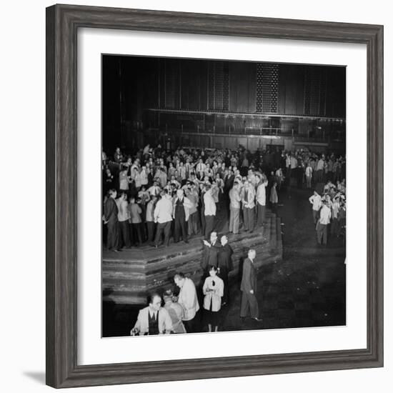 Trading in the "Grain Pit" at the Chicago Board of Trade-Wallace Kirkland-Framed Premium Photographic Print