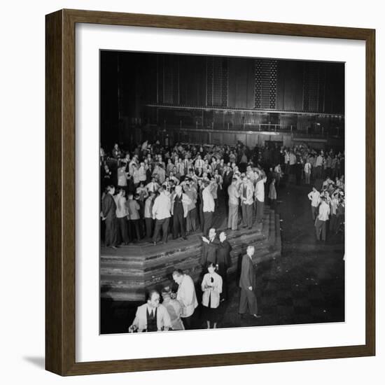 Trading in the "Grain Pit" at the Chicago Board of Trade-Wallace Kirkland-Framed Premium Photographic Print