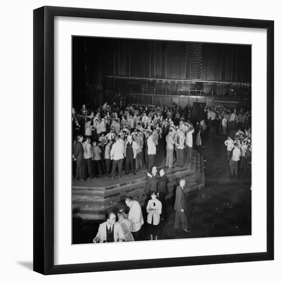 Trading in the "Grain Pit" at the Chicago Board of Trade-Wallace Kirkland-Framed Premium Photographic Print