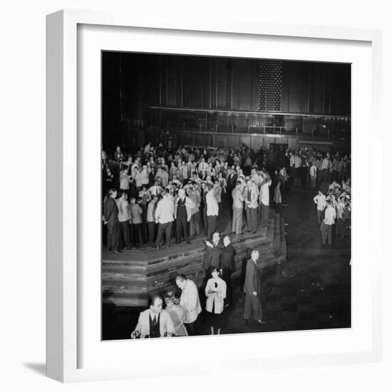 Trading in the "Grain Pit" at the Chicago Board of Trade-Wallace Kirkland-Framed Premium Photographic Print