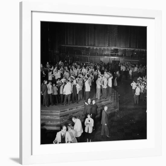 Trading in the "Grain Pit" at the Chicago Board of Trade-Wallace Kirkland-Framed Premium Photographic Print