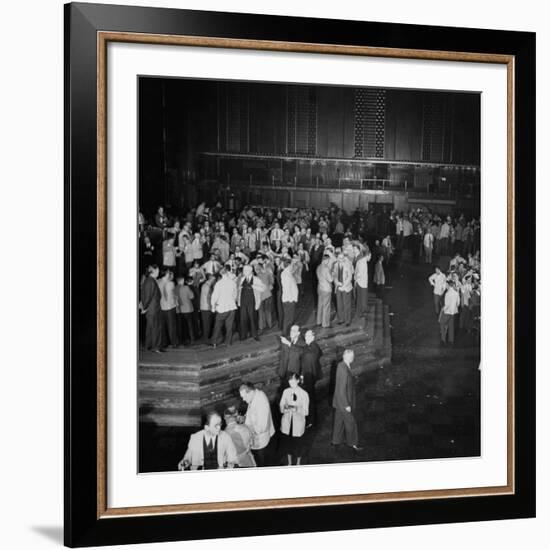 Trading in the "Grain Pit" at the Chicago Board of Trade-Wallace Kirkland-Framed Premium Photographic Print