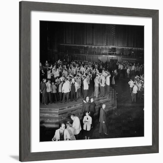 Trading in the "Grain Pit" at the Chicago Board of Trade-Wallace Kirkland-Framed Premium Photographic Print