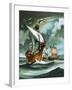 Trading Ships with Teutonic Knights Aboard Closing in on a Pirate Vessal-Dan Escott-Framed Giclee Print