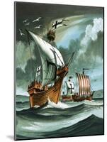 Trading Ships with Teutonic Knights Aboard Closing in on a Pirate Vessal-Dan Escott-Mounted Giclee Print