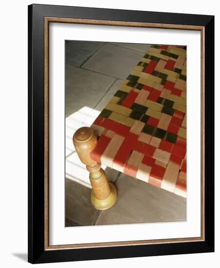 Traditional Antique Low Indian Bed with Lacquered Bed Legs, Amber, Near Jaipur, India-John Henry Claude Wilson-Framed Photographic Print
