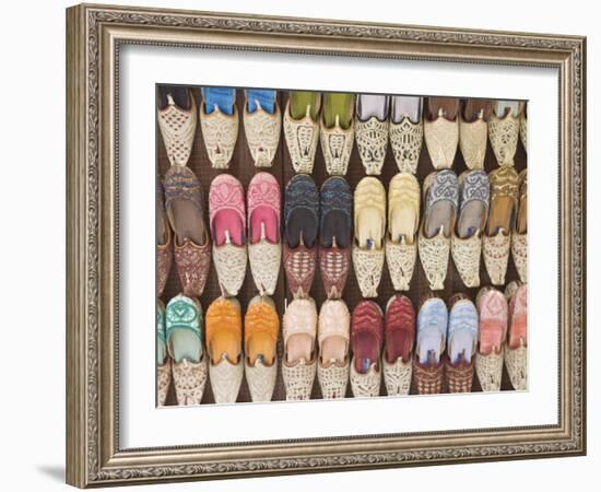 Traditional Arabic Curly Toed Slippers, Deira, Dubai, United Arab Emirates, Middle East-Amanda Hall-Framed Photographic Print