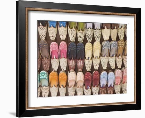 Traditional Arabic Curly Toed Slippers, Deira, Dubai, United Arab Emirates, Middle East-Amanda Hall-Framed Photographic Print