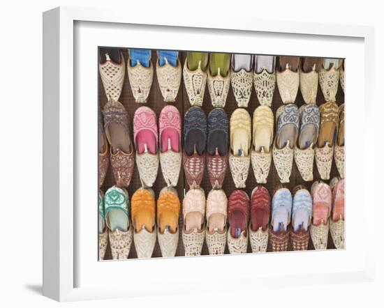 Traditional Arabic Curly Toed Slippers, Deira, Dubai, United Arab Emirates, Middle East-Amanda Hall-Framed Photographic Print