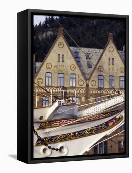 Traditional Architecture and Vessel of Bergen, Norway-Michele Molinari-Framed Premier Image Canvas