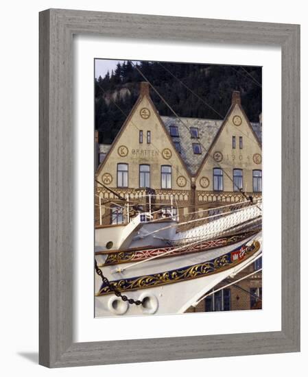 Traditional Architecture and Vessel of Bergen, Norway-Michele Molinari-Framed Photographic Print