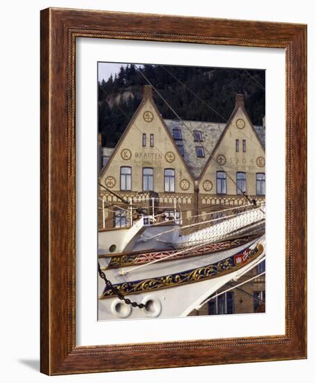 Traditional Architecture and Vessel of Bergen, Norway-Michele Molinari-Framed Photographic Print