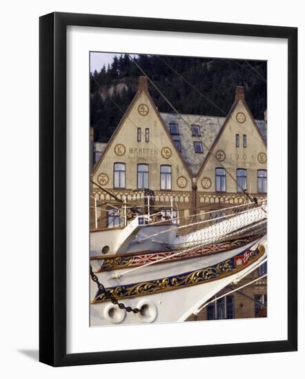 Traditional Architecture and Vessel of Bergen, Norway-Michele Molinari-Framed Photographic Print