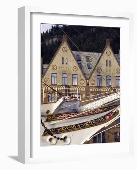 Traditional Architecture and Vessel of Bergen, Norway-Michele Molinari-Framed Photographic Print