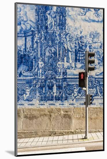 Traditional azulejos hand-painted tiles covering the exterior wall of the Capela das Almas church i-Stefano Politi Markovina-Mounted Photographic Print