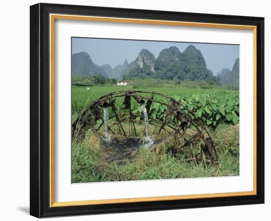 Traditional Bamboo Waterwheel, Guilin, China, Asia-Gina Corrigan-Framed Photographic Print